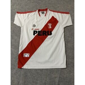 VTG PERU SOCCER JERSEY FUTBOL SHIRT FOOTBALL WALON White Red Size M